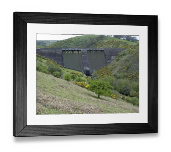 Framed Print : View of dam on river, Meldon Dam, Meldon Reservoir, River Okement, Meldon, Dartmoor, Devon, England, april Framed Print : View of dam on river, Meldon Dam, Meldon Reservoir, River Okement, Meldon, Dartmoor, Devon, England, april