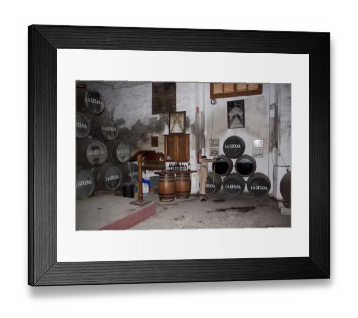 Framed Print : Javier Hidlago looking a sherry barrels Framed Print : Javier Hidlago looking a sherry barrels