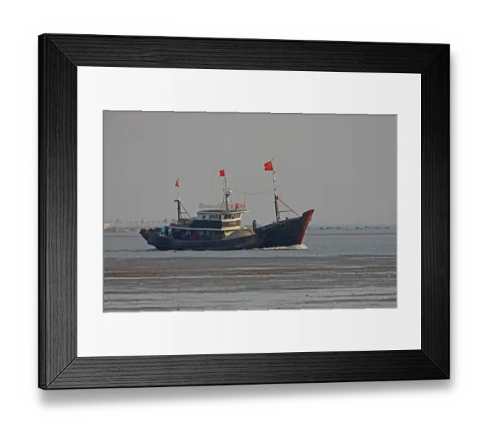 Framed Print : Chinese fishing boat heading back to port, Hebei, Bohai Gulf, Yellow Sea, China, may Framed Print : Chinese fishing boat heading back to port, Hebei, Bohai Gulf, Yellow Sea, China, may