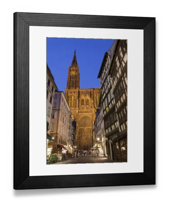 Framed Print : Cathedral illuminated at night, Strasbourg Cathedral, Strasbourg, Alsace, France, july Framed Print : Cathedral illuminated at night, Strasbourg Cathedral, Strasbourg, Alsace, France, july