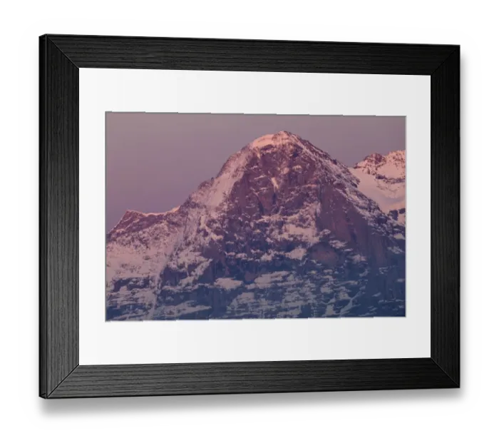 Framed Print : View of snow covered mountain summit at sunset, North Face, Eiger, Swiss Alps, Bernese Oberland, Switzerland, may Framed Print : View of snow covered mountain summit at sunset, North Face, Eiger, Swiss Alps, Bernese Oberland, Switzerland, may