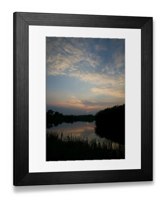 Framed Print : View of cirrocumulus clouds over flooded former gravel pit habitat at sunset, Priory Water Nature Reserve Framed Print : View of cirrocumulus clouds over flooded former gravel pit habitat at sunset, Priory Water Nature Reserve