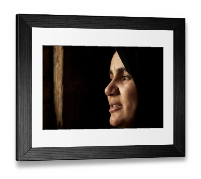 Framed Print : Palestinian refugee, woman, close-up of face, Palestinian refugee camp, Jerash, Jordan, november Framed Print : Palestinian refugee, woman, close-up of face, Palestinian refugee camp, Jerash, Jordan, november