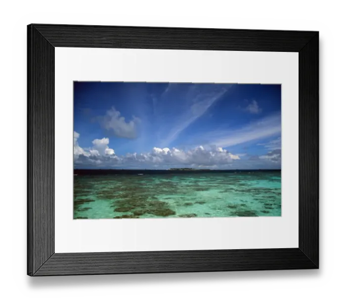 Framed Print : Maldive Islands Sea and Reef Hut - Vadoo Island, Maldives