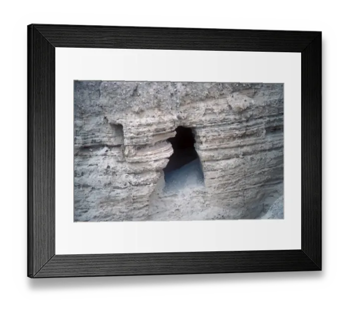 Framed Print : Qumran, Israel. Cave in which the Dead Sea scrolls were found Framed Print : Qumran, Israel. Cave in which the Dead Sea scrolls were found