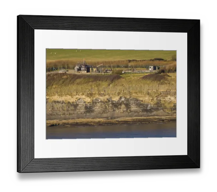 Framed Print : View over coastal onshore oilfield on cliff edge, with nodding donkey oil pumping station, Kimmeridge, Dorset, England Framed Print : View over coastal onshore oilfield on cliff edge, with nodding donkey oil pumping station, Kimmeridge, Dorset, England