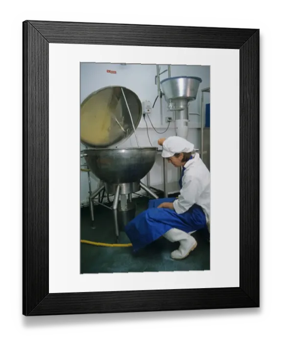 Framed Print : Dairy farming, worker filtering milk in parlour, Prosperous Home Farm, Hungerford, Berkshire, England Framed Print : Dairy farming, worker filtering milk in parlour, Prosperous Home Farm, Hungerford, Berkshire, England