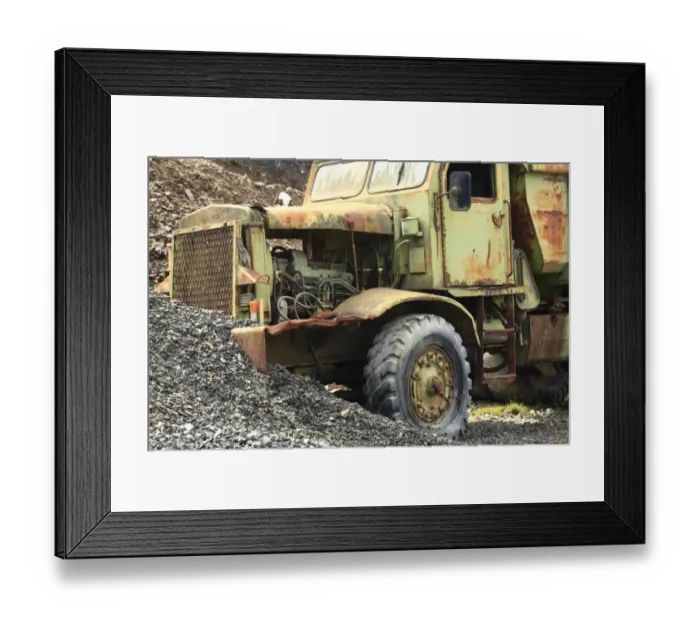 Framed Print : Abandoned tipper lorry in quarry, Powys, Wales, august Framed Print : Abandoned tipper lorry in quarry, Powys, Wales, august