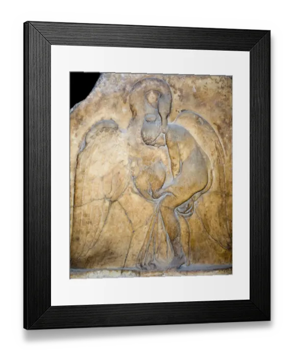 Framed Print : Marble relief of Leda and the Swan, 3rd century Framed Print : Marble relief of Leda and the Swan, 3rd century