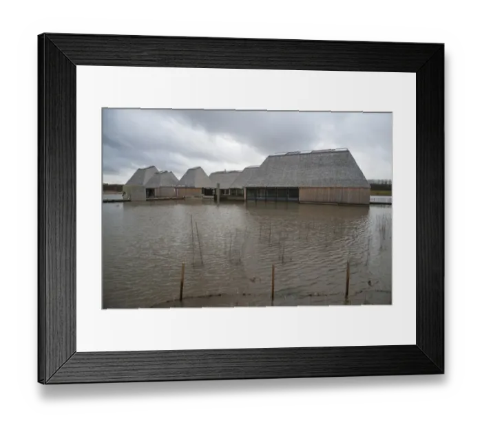 Framed Print : Floating visitor centre at new nature reserve, Brockholes, Preston, Lancashire, England, january Framed Print : Floating visitor centre at new nature reserve, Brockholes, Preston, Lancashire, England, january