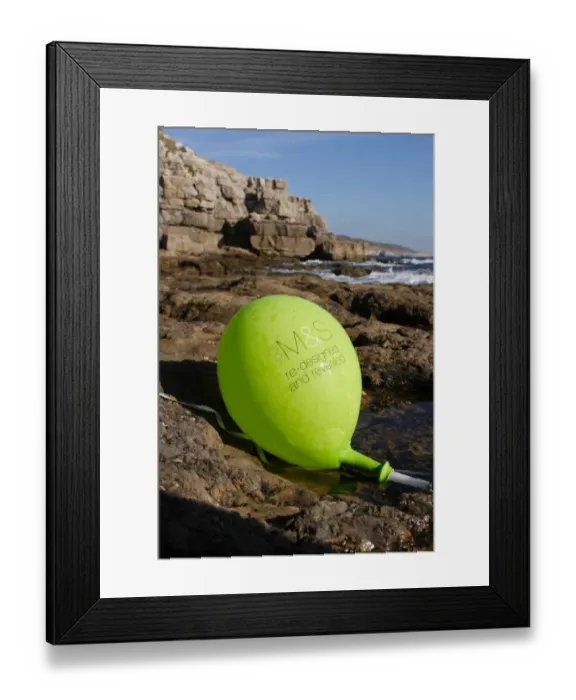 Framed Print : Balloon washed up on rocky shore, Dancing Ledge, Dorset, England, october Framed Print : Balloon washed up on rocky shore, Dancing Ledge, Dorset, England, october