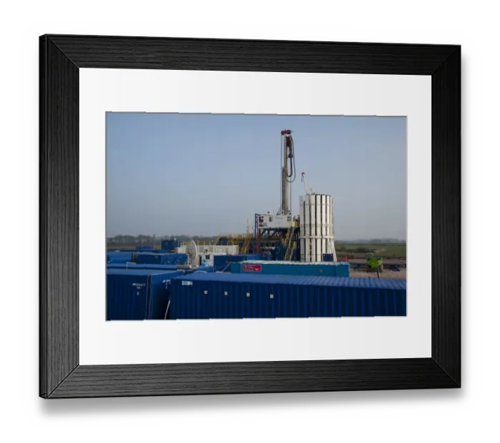 Framed Print : Cuadrilla shale gas drilling rig, drilling hole before service rig prepares for fracking, Singleton, Blackpool Framed Print : Cuadrilla shale gas drilling rig, drilling hole before service rig prepares for fracking, Singleton, Blackpool