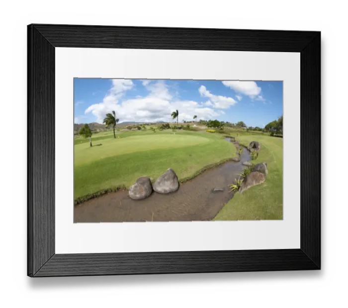 Framed Print : Stream running by practice green on golf course, Le Telfair Hotel and Golf Course, Bel Ombre, Southwest Mauritius Framed Print : Stream running by practice green on golf course, Le Telfair Hotel and Golf Course, Bel Ombre, Southwest Mauritius