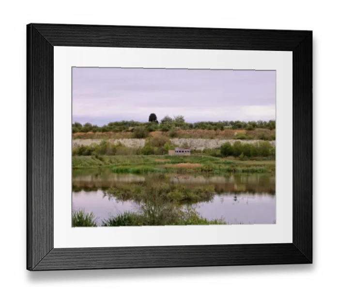 Framed Print : View of flooded former chalk quarry habitat, College Lake Nature Reserve, Tring, Hertfordshire, England, october Framed Print : View of flooded former chalk quarry habitat, College Lake Nature Reserve, Tring, Hertfordshire, England, october