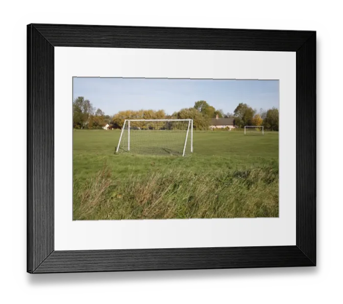 Framed Print : Goal posts on village football pitch, The Carnser, Mellis Common, Mellis, Suffolk, England, october Framed Print : Goal posts on village football pitch, The Carnser, Mellis Common, Mellis, Suffolk, England, october