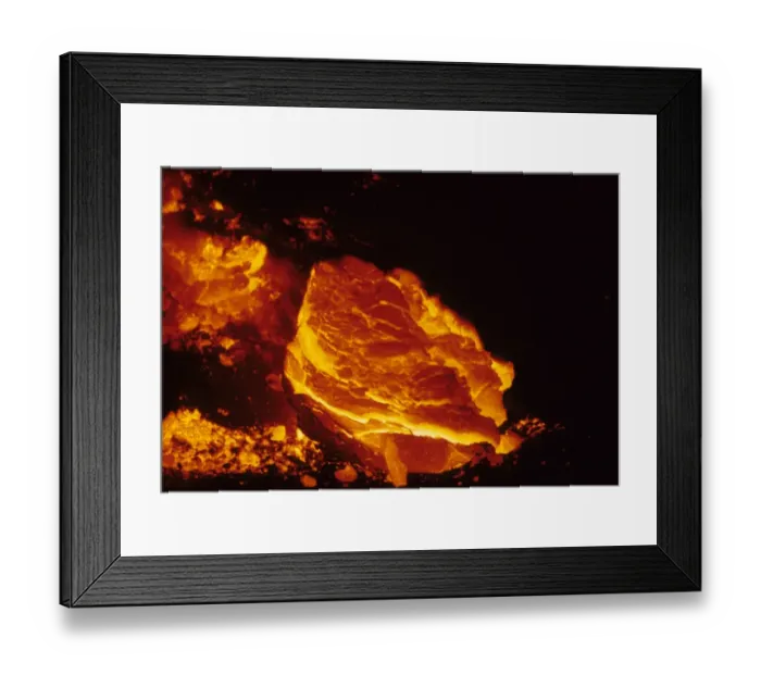 Framed Print : Close-up of red-hot lava, Eldfell Volcano, Heimaey, Westmann Isles, Iceland, 1973