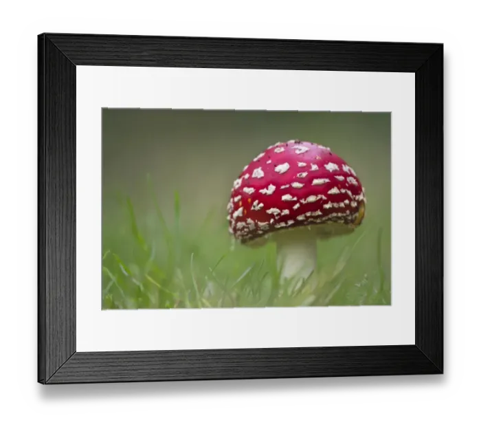 Framed Print : Fly Agaric (Amanita muscaria) fruiting body, growing amongst grass, Derbyshire, England, september