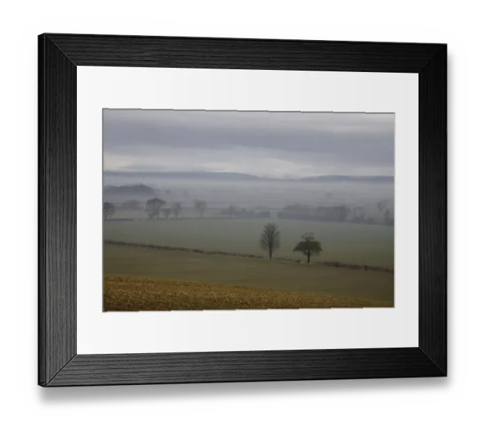 Framed Print : View of mist over fields, with low cloud over moorland in distance, North Yorkshire Moors, near Slingsby Framed Print : View of mist over fields, with low cloud over moorland in distance, North Yorkshire Moors, near Slingsby