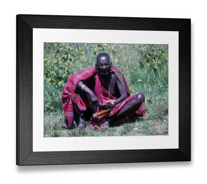 Framed Print : Africa Tanzania People. Elderly Masai Man with tobacco box, Tanzania Framed Print : Africa Tanzania People. Elderly Masai Man with tobacco box, Tanzania