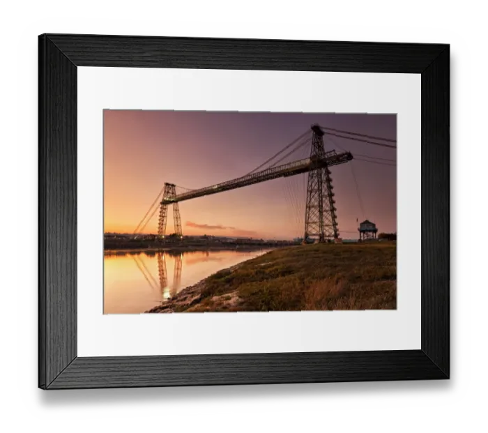 Framed Print : View of transporter bridge over river at twilight, Newport Transporter Bridge, River Usk, Newport, South Wales, Wales Framed Print : View of transporter bridge over river at twilight, Newport Transporter Bridge, River Usk, Newport, South Wales, Wales