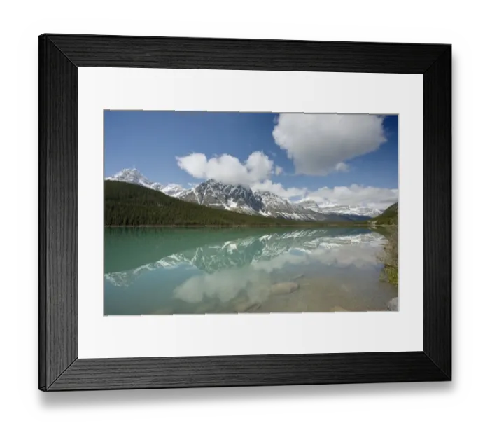 Framed Print : View of mountain reflected in lake, Mount Noyes, Waterfowl Lake, Banff N. P. Rocky Mountains, Alberta, Canada, june Framed Print : View of mountain reflected in lake, Mount Noyes, Waterfowl Lake, Banff N. P. Rocky Mountains, Alberta, Canada, june