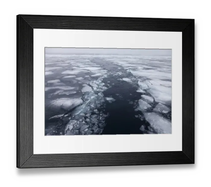 Framed Print : Trail of icebreaker breaking through pack ice, Spitsbergen, Svalbard, september Framed Print : Trail of icebreaker breaking through pack ice, Spitsbergen, Svalbard, september