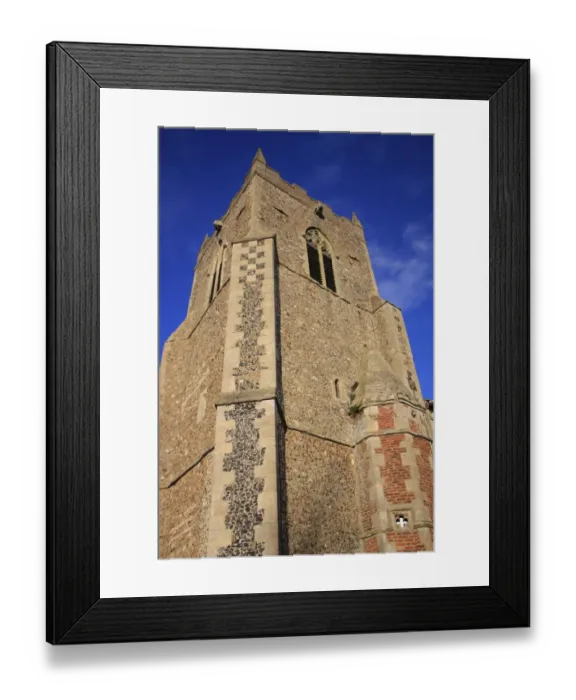Framed Print : Medieval church tower, St. Marys Church, Bacton, Suffolk, England, november Framed Print : Medieval church tower, St. Marys Church, Bacton, Suffolk, England, november