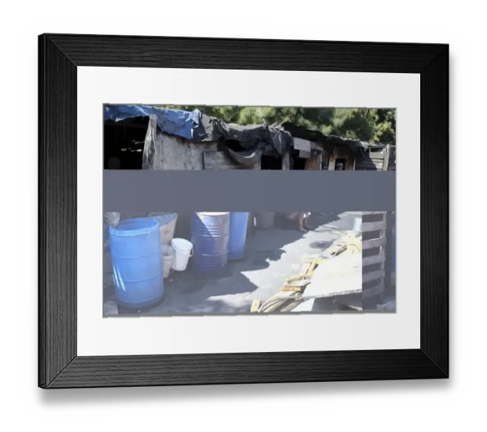 Framed Print : People outside shacks used as housing in township, Langa Township, Cape Town, South Africa Framed Print : People outside shacks used as housing in township, Langa Township, Cape Town, South Africa