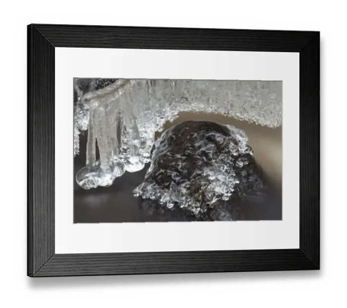 Framed Print : Ice formations in stream, Wyming Brook, Sheffield, South Yorkshire, England, december