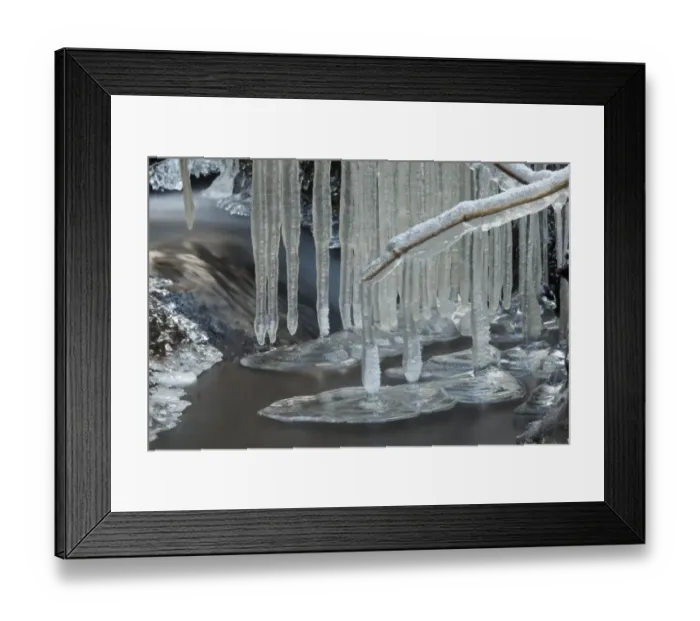 Framed Print : Ice formations in stream, Wyming Brook, Sheffield, South Yorkshire, England, december Framed Print : Ice formations in stream, Wyming Brook, Sheffield, South Yorkshire, England, december