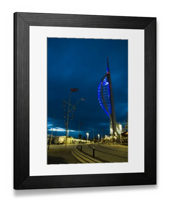 Framed Print : View of waterfront with Spinnaker Tower illuminated under stormclouds at dusk, Portsmouth Harbour, Portsmouth Framed Print : View of waterfront with Spinnaker Tower illuminated under stormclouds at dusk, Portsmouth Harbour, Portsmouth