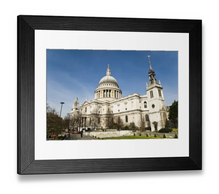 Framed Print : View of city cathedral with dome, viewed from Festival Gardens, St. Pauls Cathedral, City of London, London, England Framed Print : View of city cathedral with dome, viewed from Festival Gardens, St. Pauls Cathedral, City of London, London, England