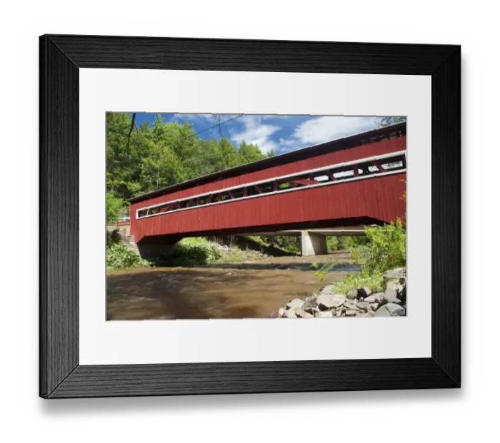 Framed Print : View of covered bridge crossing river, The Twin Bridges, East and West Paden, Huntington Creek, Columbia County Framed Print : View of covered bridge crossing river, The Twin Bridges, East and West Paden, Huntington Creek, Columbia County