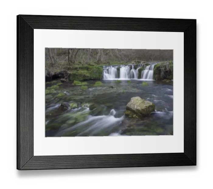Framed Print : View of waterfall and rock in river, River Lathkill, Lathkill Dale Nature Reserve, Peak District, Derbyshire, England Framed Print : View of waterfall and rock in river, River Lathkill, Lathkill Dale Nature Reserve, Peak District, Derbyshire, England
