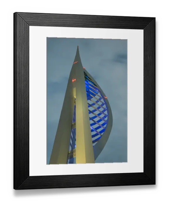 Framed Print : Spinnaker Tower illuminated under stormclouds at dusk, Portsmouth Harbour, Portsmouth, Hampshire, England, august Framed Print : Spinnaker Tower illuminated under stormclouds at dusk, Portsmouth Harbour, Portsmouth, Hampshire, England, august
