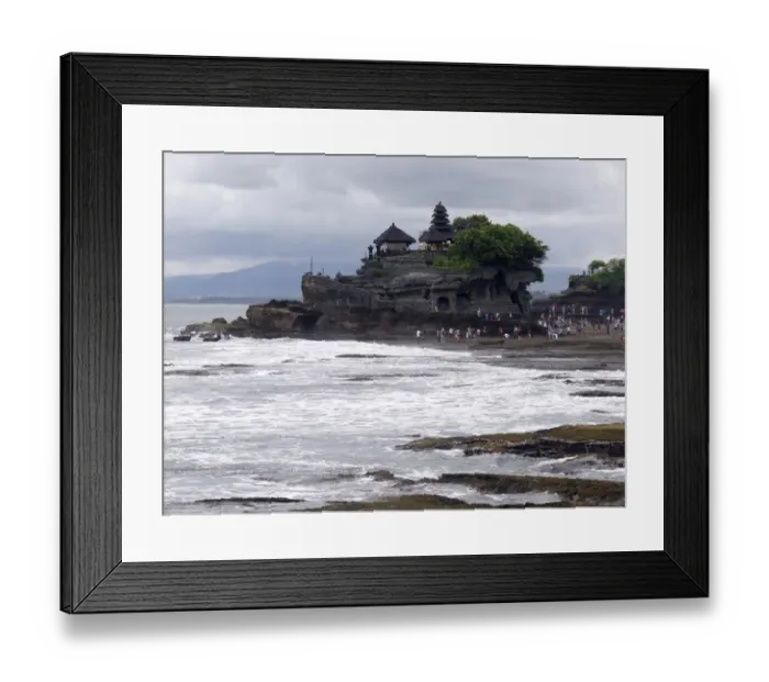 Framed Print : View of tourists at temple on coastal rock formation, Pura Tanah Lot, Tanah Lot, Bali, Lesser Sunda Islands, Indonesia