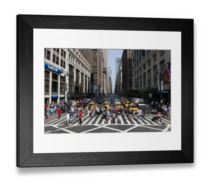Framed Print : Pedestrians crossing road in city, Manhattan Island, New York City, New York State, U. S. A. september