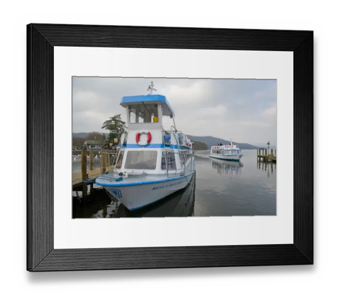 Framed Print : Pleasure cruisers Miss Lakeland II and Miss Westmorland, at jetty on edge of lake, Bowness on Windermere Framed Print : Pleasure cruisers Miss Lakeland II and Miss Westmorland, at jetty on edge of lake, Bowness on Windermere