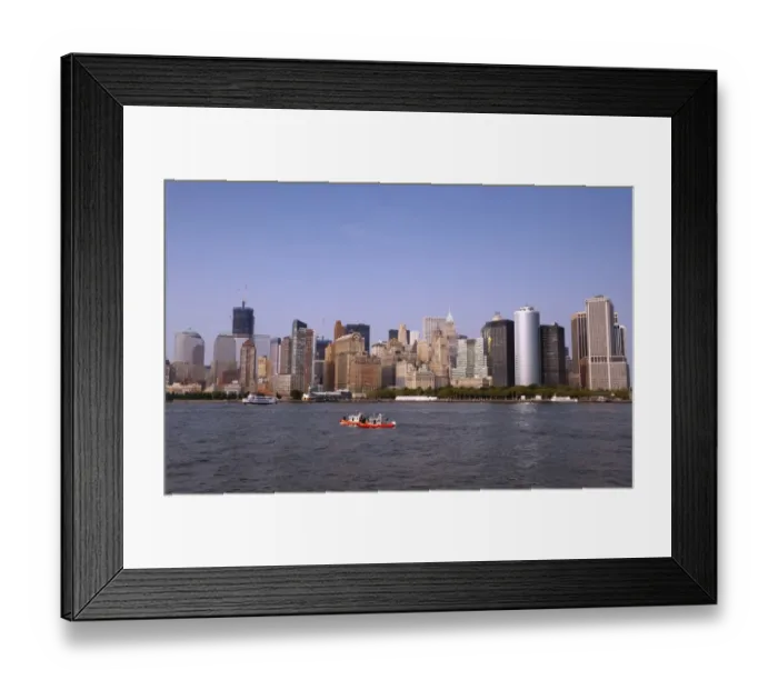 Framed Print : View of river with U. S. Coast Guard boats and city skyline, Hudson River, Manhattan Island, New York City Framed Print : View of river with U. S. Coast Guard boats and city skyline, Hudson River, Manhattan Island, New York City