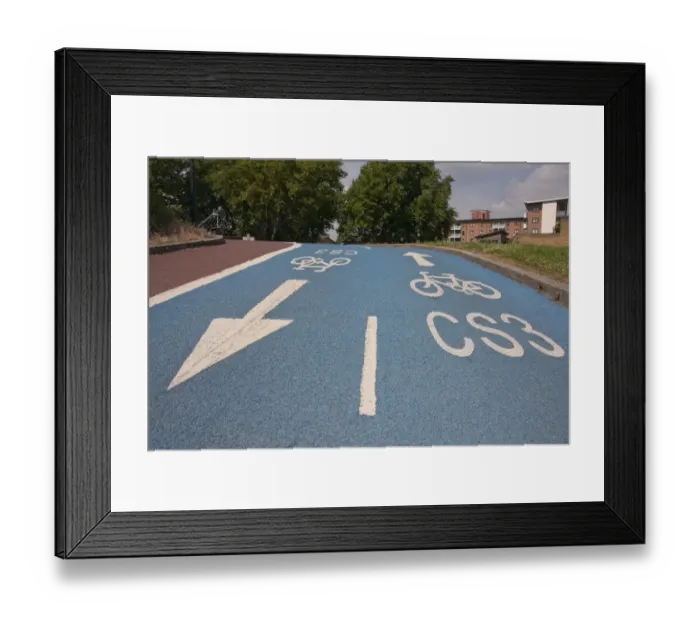 Framed Print : Cycle path in city, Limehouse, Tower Hamlets, London, England, september