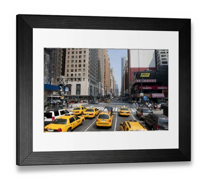 Framed Print : Yellow taxis driving on road in city, Manhattan Island, New York City, New York State, U. S. A. september Framed Print : Yellow taxis driving on road in city, Manhattan Island, New York City, New York State, U. S. A. september