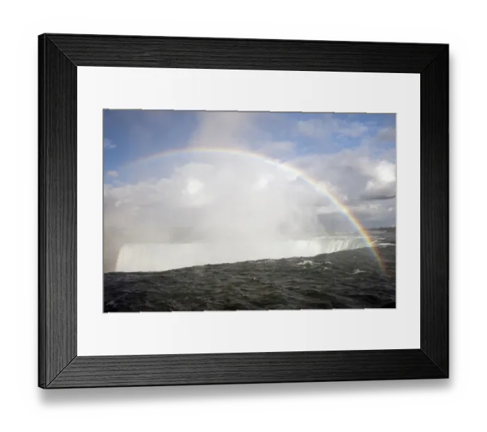 Framed Print : Rainbow forming in spray over waterfall, Horseshoe Falls, Niagara Falls, Niagara River, Ontario, Canada, august Framed Print : Rainbow forming in spray over waterfall, Horseshoe Falls, Niagara Falls, Niagara River, Ontario, Canada, august
