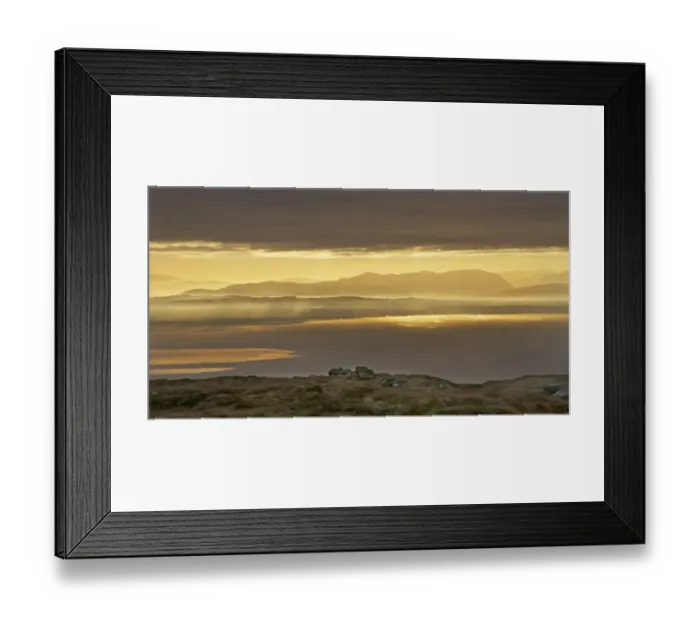 Framed Print : View across bay towards distant hills at sunrise, looking towards Lake District (Cumbria, England), Solway Firth Framed Print : View across bay towards distant hills at sunrise, looking towards Lake District (Cumbria, England), Solway Firth