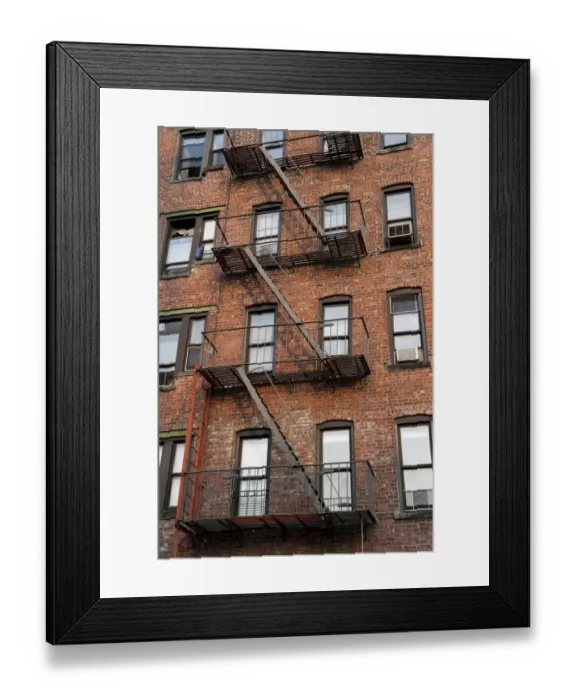 Framed Print : Fire escape ladders on side of brick apartment buildings, New York City, New York State, U. S. A. september Framed Print : Fire escape ladders on side of brick apartment buildings, New York City, New York State, U. S. A. september