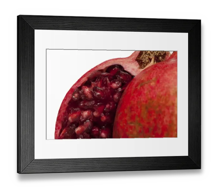 Framed Print : Pomegranate (Punica granatum) close-up of sliced fruit Framed Print : Pomegranate (Punica granatum) close-up of sliced fruit