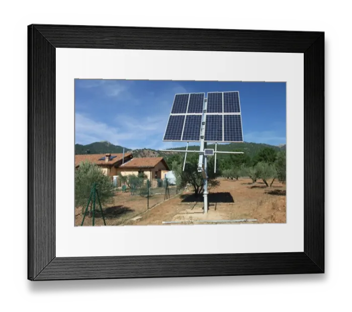 Framed Print : Solar energy panels, providing energy for eco-house, newly built detached dwelling, Albacete, Castilla la Mancha