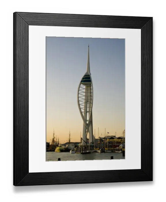Framed Print : View of harbour and waterfront with Spinnaker Tower in evening light, Portsmouth Harbour, Portsmouth, Hampshire Framed Print : View of harbour and waterfront with Spinnaker Tower in evening light, Portsmouth Harbour, Portsmouth, Hampshire