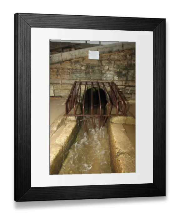 Framed Print : Combined sewer overflow (CSO), sanitary sewage and stormwater runoff discharged onto beach, Swanage Central Beach