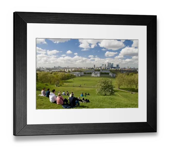 Framed Print : People sitting in park, visitors admiring view of National Maritime Museum, Queens House Framed Print : People sitting in park, visitors admiring view of National Maritime Museum, Queens House