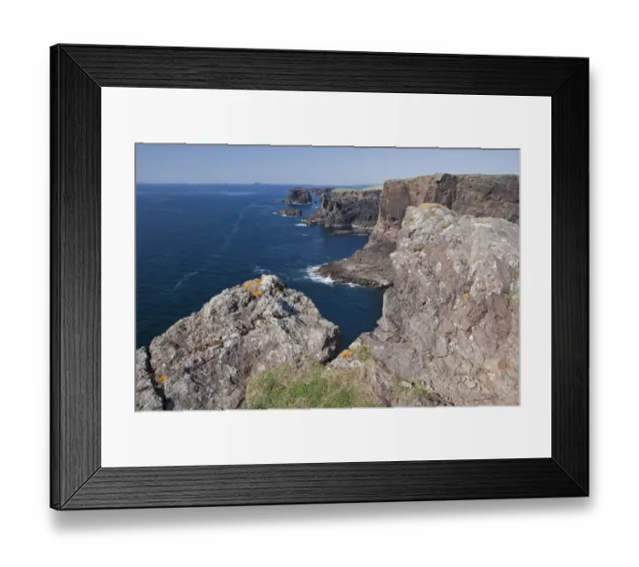 Framed Print : View of coastline and sea cliffs, Eshaness, Mainland, Shetland Islands, Scotland, May